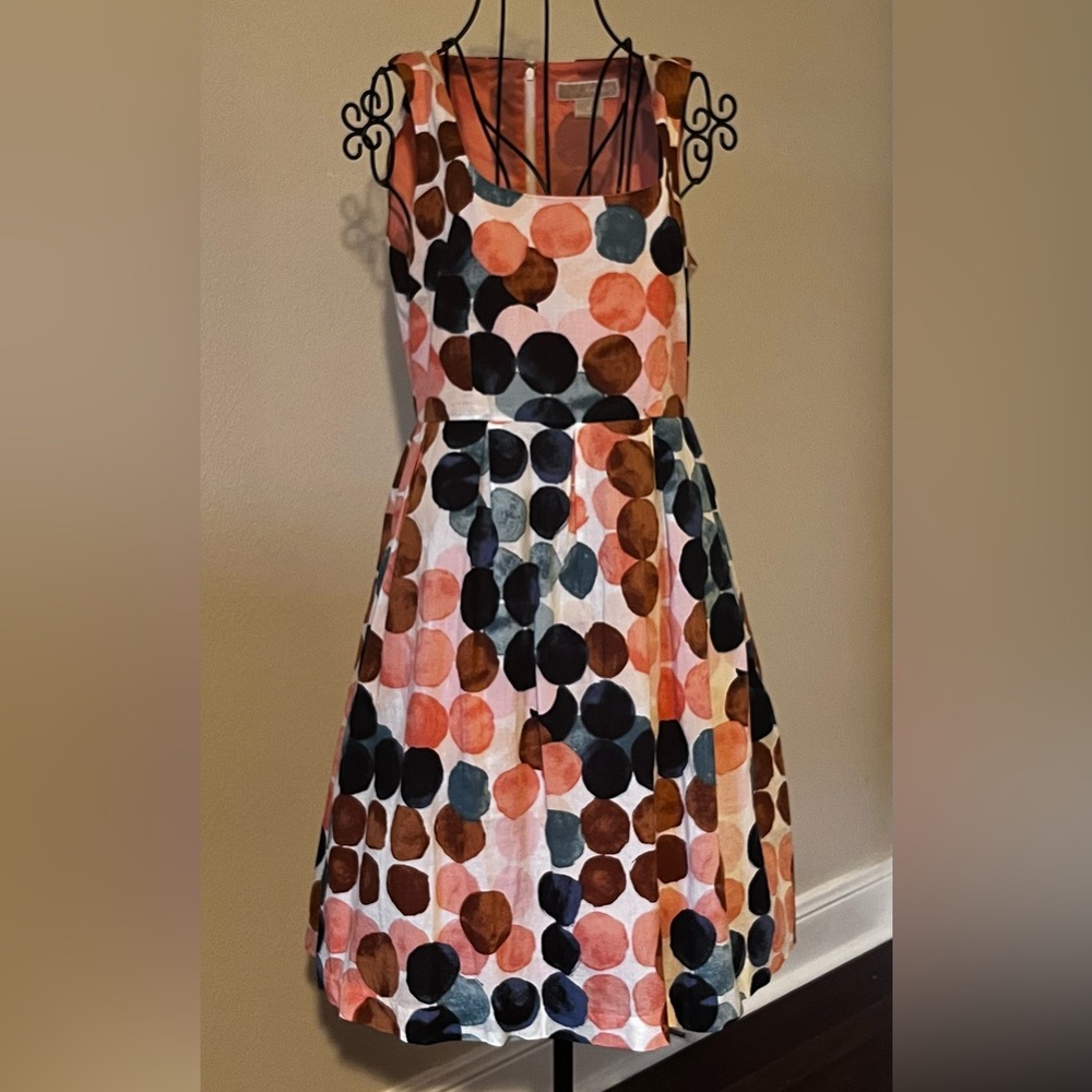 Michael Kors navy and coral Polka Dot Dress size 6 - Picture 4 of 11
